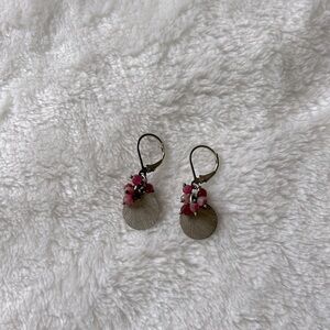 Silver and raw garnet dangles earrings